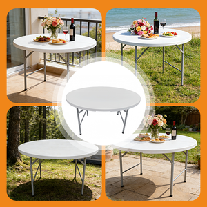 Tavolo Rotondo <span class=keywords><strong>da</strong></span> Esterno Resistente all'Acqua, Tavolo Pieghevole Rotondo per Eventi - Product Image 1