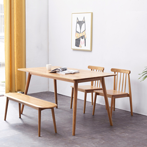 Banco de Madera de Roble Macizo de Estilo Nórdico para Comedor, Sala de Estar, Dormitorio, Pizzerías y Restaurantes de Comida Rápida - Product Image 2