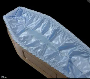 F137 fournisseur chinois cercueil funéraire textile personnalisé bleu clair volant couleur cercueil doublure satin cercueil décoration intérieure