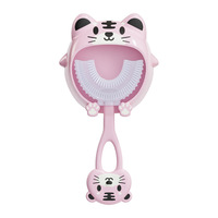 Brosse à dents en forme de U en Silicone de haute qualité avec porte-brosse à dents sur le mur pour bébé enfant nettoyage des dents à 360 degrés