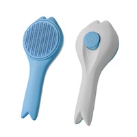 Brosse démêlante manuelle auto-nettoyante en forme de poisson, outil d'élimination des poils en un clic pour chats, chiens et toilettage des animaux de compagnie