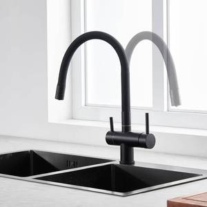 ราคาขายส่งจากโรงงาน ก๊อกน้ำห้องครัวสแตนเลส 3 ทาง สีดำ ได้รับการรับรองมาตรฐาน UPC ปราศจากสารตะกั่ว - Product Image 3