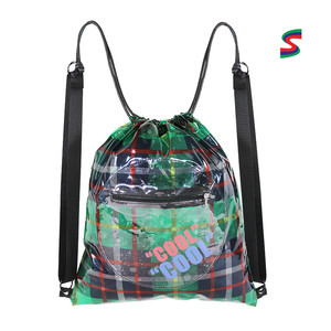 Waterproof Soft Iridescent PU <b>Drawstring</b> <b>Backpack</b> Holographic Silver Sport <b>Drawstring</b> Bag for Girls - Product Image 5