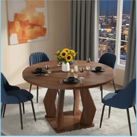 Meubles de maison personnalisés, table à manger ronde en noyer, plateau en MDF, table de cuisine pour 4 à 6 personnes, table à manger en bois pour appartement, villa