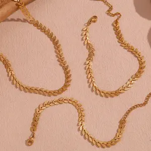 Non Tarnish Aço Inoxidável Cadeia Jóias Atacado Folha Forma Banhado A Ouro Colar collier en acier inoxydable