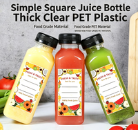 Botellas de Plástico Cuadradas al por Mayor para Jugos con Tapas Antiderrames, Envases Desechables para Bebidas, para Jugos, Smoothies y Bebidas Frías