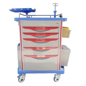 Manufacturer Direct ABS Emergency Medical Cart Vehicle Hospital Furniture Multi-functional Nursing Mobile Medical Trolley