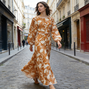 Abito Lungo in Seta e Lino Chiffon Personalizzato, Elegante e Romantico per San <span class=keywords><strong>Valentino</strong></span>, Outfit di Lusso per Appuntamenti Notturni - Product Image 1