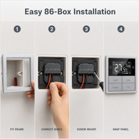 Panneau intelligent d'interface KNX avec contrôle de température à 6 interrupteurs, en matériau PC, pour contrôle CVC, type 86, durée de vie 50 000 cycles