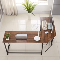 Bureau d'ordinateur en forme de L, bureau d'ordinateur noir avec tiroir, poste de travail pour la maison, le bureau, l'écriture et les études