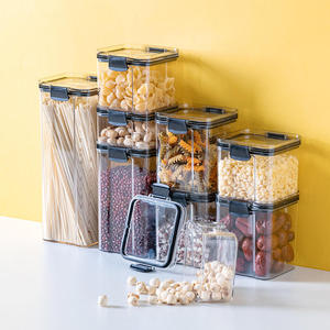 Offre spéciale Ensemble de récipients hermétiques pour le stockage des aliments Conteneur de stockage transparent pour la cuisine Produits secs Garde-manger Organisation Plastique Noir