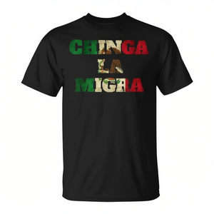 Camiseta Negra con la Bandera de México, Chinga La Migra, Camiseta Promocional para Hombre - Product Image 2