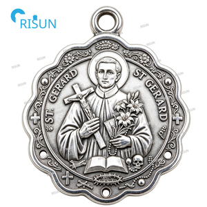 Collier pendentif médaille personnalisée Saint Germain de Maglia <span class=keywords><strong>pour</strong></span> mères catholiques enceintes – Chapelet religieux - Product Image 5