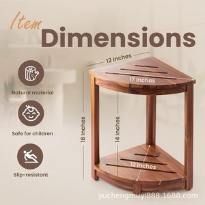Wooden <b>Bathroom</b> <b>Stool</b> Corner Shower Seat Space Saving Minimalist Design For Bath And Shower Use - Product Image 4