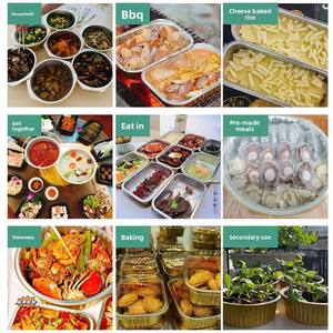 ภาชนะใส่อาหารชามอลูมิเนียมฟอยล์ทรงสี่เหลี่ยมผืนผ้าขนาด4670มล. แบบใช้แล้วทิ้งภาชนะบรรจุอาหารกล่องกลับบ้านสีทอง - Product Image 4