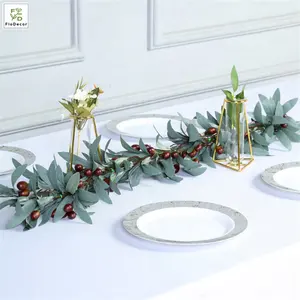 Künstliche Oliven blätter Grün Pflanzen girlande für Hochzeit Tisch läufer Dekoration