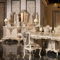 Ensemble de table à manger de luxe en bois massif royal de la turquie 4 chaises ensembles de meubles de salle à manger de restaurant de cuisine