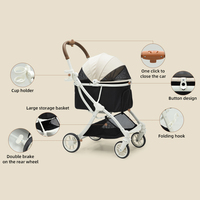 Panier de rangement en aluminium léger pour poussette de chien avec porte-gobelet