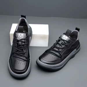 Chaussures en cuir blanc tendance pour hommes, en cuir véritable, respirantes, résistantes aux odeurs, doublure en maille, chaussures décontractées souples - Product Image 4