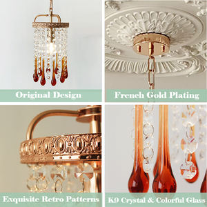 Lampu Gantung Kristal Gaya Italia Romantis Vintage K9 Kristal Bening dengan Rumbai Lampu Gantung AC110V 220V Led Bulat. - Product Image 5