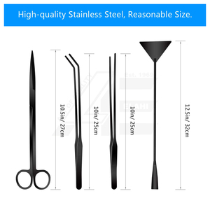 Kit de Herramientas para Acuarios 2026, 4 en 1, Antioxidante, para Plantas Acuáticas, Espátula de Acero Inoxidable para Acuarios (Negro) - Product Image 2