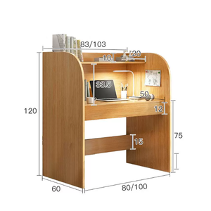Escritorio de Estudio de Madera Maciza con Estantería, Conjunto Moderno de Escritorio y Silla para Estudiantes, para Biblioteca o Aula - Product Image 2