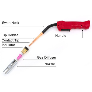 Soplete de soldadura MIG/<span class=keywords><strong>MAG</strong></span>/CO2, consumibles, soporte de punta de contacto, aislador de cuello de cisne, difusor de Gas, punta de contacto, boquilla de Gas para soldadura MIG - Product Image 6