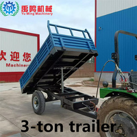 Remorque agricole de type tracteur avec capacité de 3 tonnes et benne pour le transport de céréales, multifonctionnelle, garantie 1 an