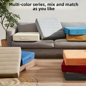 Coussin de méditation en tissu minimaliste moderne avec poignée carrée et surpiqûres multiples, disponible en tailles 55x55cm - Product Image 3