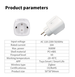 Tuya Zigbee Smart Plug UE Francés Estándar 16A Toma de corriente con temporizador y medidor de potencia Red WiFi - Product Image 5