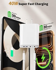 <span class=keywords><strong>Cargador</strong></span> USB C HYTO de 40W, Bloque de Carga Rápida de Pared con 4 Puertos USB C, <span class=keywords><strong>Adaptador</strong></span> de Corriente Multipuerto Tipo C PD3.0 para <span class=keywords><strong>iPhone</strong></span> 17 18 - Product Image 3