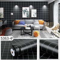 Papier peint vinyle géométrique noir et blanc, auto-adhésif, mat, en forme de grille, rouleau pour chambre à coucher, salon, hôtel