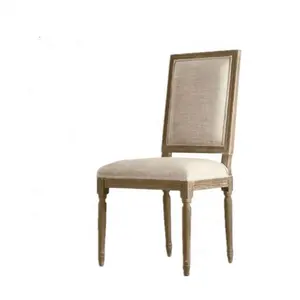 Modern design french country living room furniture natural antique oak wood linen side dining chair