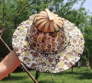 Ready to Ship Bamboo Sun <b>Hat</b> Painted Floral Bamboo Folding <b>Hat</b> for Outdoor Travel. - Product Image 3
