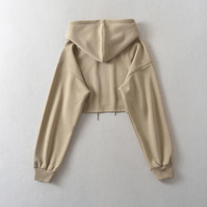 Ropa de mujer Logo Custom Street Wear Close Bottom Crop Top Jersey de algodón Crop Hoodie para mujer - Product Image 3