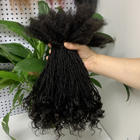 KAMA Extensions de micro-locks permanentes faites à la main, en cheveux humains indiens 100% Remy, avec pointes bouclées Sisterlock entrelacées, Dreadlocks souples