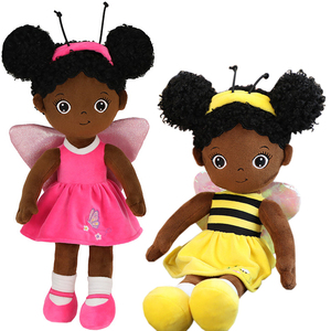 Muñeca de Peluche Personalizada con Alas, Muñeca de Peluche Negra Africana para Bebés y Niños, Regalos, Muñeca de Niña Peluda - Product Image 1