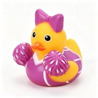 WOWEI MiniInflat Cadeaux pour équipes de cheerleading : Canards en caoutchouc miniatures en gros avec nœuds, Canards de cheerleaders avec nœuds, Pompons pour cadeaux d'équipe