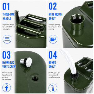 Bidon métallique de 15 L approuvé par l'ONU, réservoir de carburant en acier anti-fuite pour essence et pétrole, réservoir de stockage de carburant portable avec bec verseur - Product Image 4