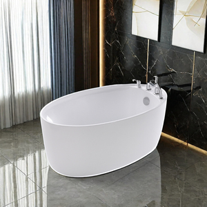 Bañera de acrílico independiente blanca moderna con forma ovalada de cabezal de <span class=keywords><strong>ducha</strong></span> para remojo de hotel, inspirada en Filipinas - Product Image 1