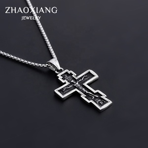 Colliers avec pendentifs en forme de croix de Jésus pour hommes et femmes, design rétro en acier inoxydable, fabrication directe - Product Image 6