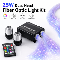 25W Dual-Head Glasfaser-Sternenhimmel-Beleuchtungsset RGB LED-Lichtquelle mit APP RF-Fernbedienung