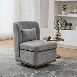 Silla Giratoria Moderna de 360° con Patas de Plástico y Asiento Acolchado de Chenilla, con Almohada, para Sala de Estar, Apartamento o Dormitorio - Product Image 3
