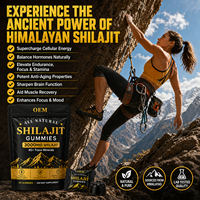 Gummies à l'extrait de Shilajit 200 mg par portion (équivalent 3000 mg), 20 % d'acide fulvique, complexe de minéraux traces, soutien énergétique naturel