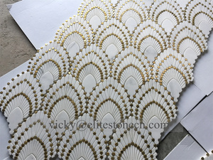 Fabrik preis Fischs chuppen Fächer form Carrara Natur marmor Mosaik fliesen Haus Innendekoration - Product Image 4