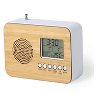 Jam Radio Bambu Retro Portabel Digital FM Kampus Elektronik Grosir Jam Alarm Elektronik Kreatif