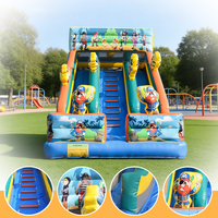 Tobogán Inflable Seco con Temática Pirata, con Pared de Escalada y Rociador de Agua, para Diversión en el Patio Trasero y Uso Comercial