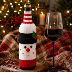 Decoración Navideña, Fundas para Botellas de Vino con Diseño de Papá Noel y Muñeco de Nieve - Product Image 4