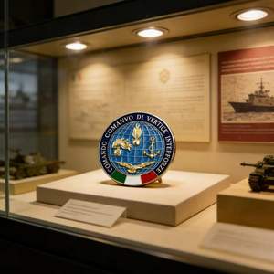 Moneda Conmemorativa 3D en Relieve del Comando de Operaciones Conjuntas de Italia - Moneda de Desafío con Mapa Mundial de Esmalte Azul y Emblemas Náuticos - Product Image 2