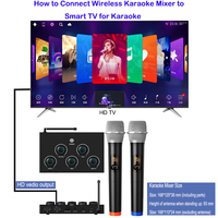 Nouvelle fonction HD TV ARC Microphone sans fil professionnel Table de mixage karaoké avec effet vocal Système de cinéma maison Portée sans fil de 100 pieds